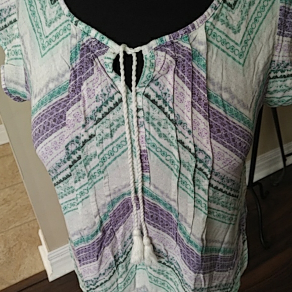 Boho style top with tassel tie front S - Picture 4 of 5